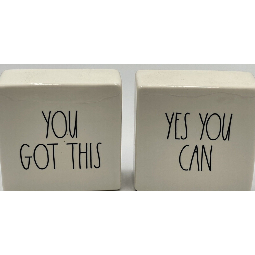 Rae Dunn Artisan Collection Set 2 Inspirational Blocks Yes You Can -You Got This
